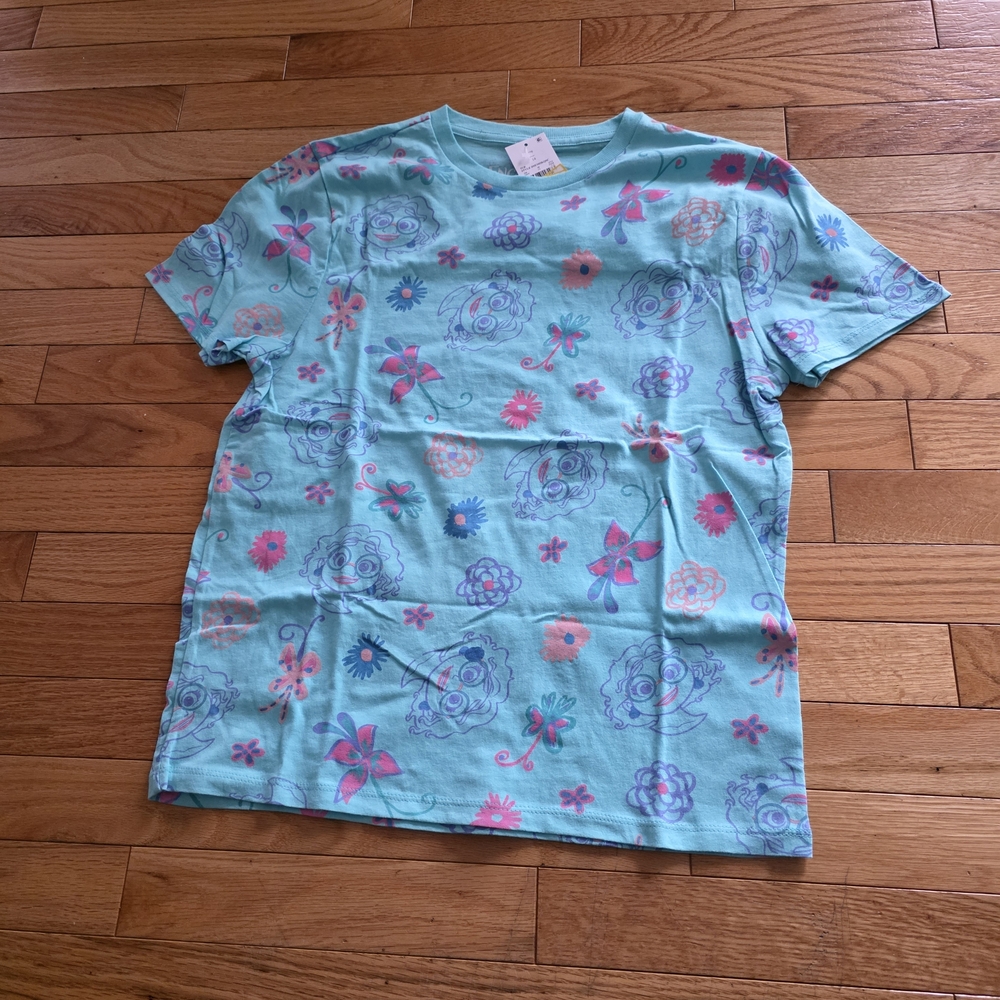 Disney Encanto Mirabel Floral Kids Tee - Aqua and Pink